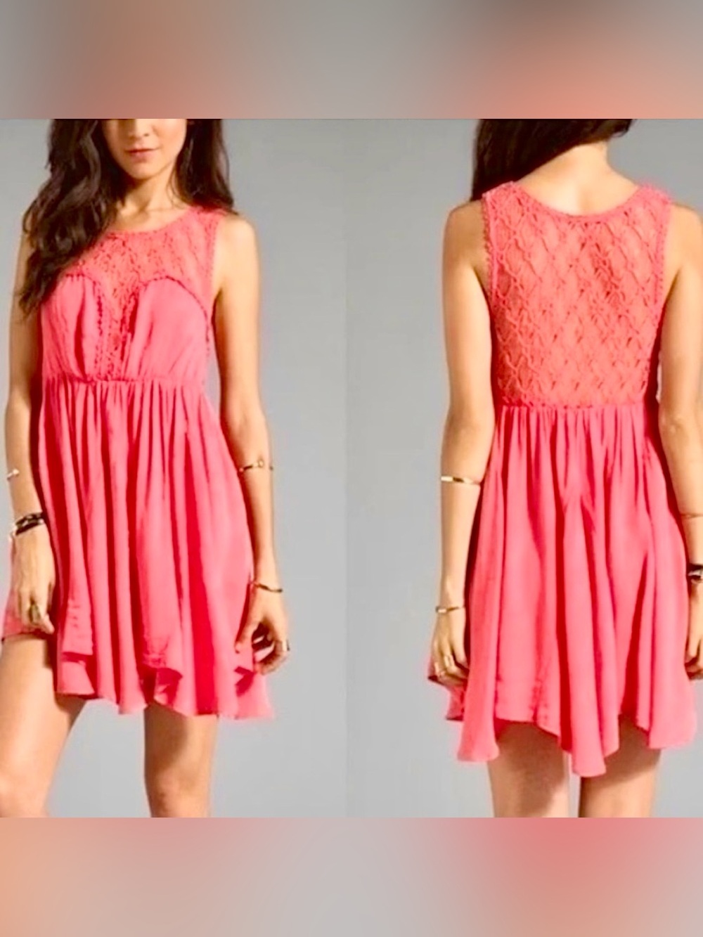Free People Coral Sleeveless Fiesta Dress, size L